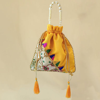 JS Fashion Embroidered Handcrafted Wedding Potli Bag with Beads