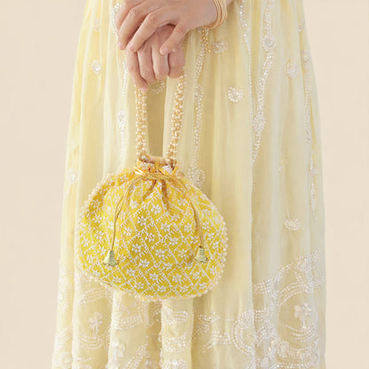 JS Fashion Embroidered Handcrafted Wedding Potli Bag with Beads