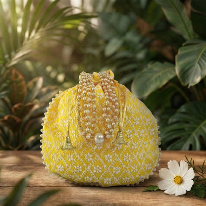 JS Fashion Embroidered Handcrafted Wedding Potli Bag with Beads