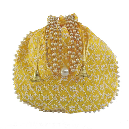 JS Fashion Embroidered Handcrafted Wedding Potli Bag with Beads