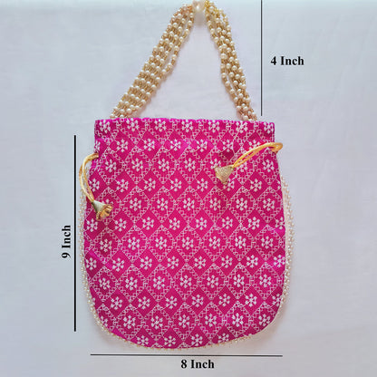 JS Fashion Embroidered Handcrafted Wedding Potli Bag with Beads