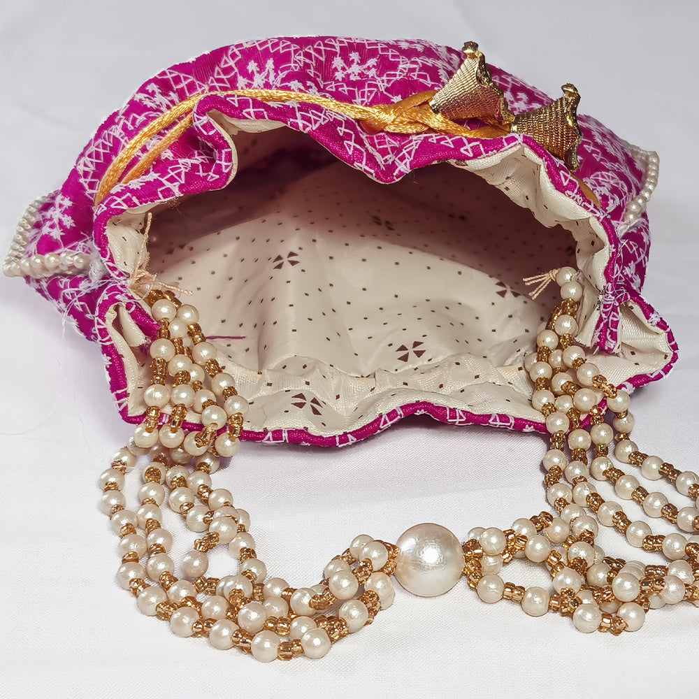JS Fashion Embroidered Handcrafted Wedding Potli Bag with Beads