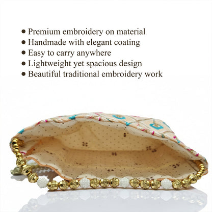 JS Fashion Embroidered Handcrafted Wedding Potli Bag with Beads