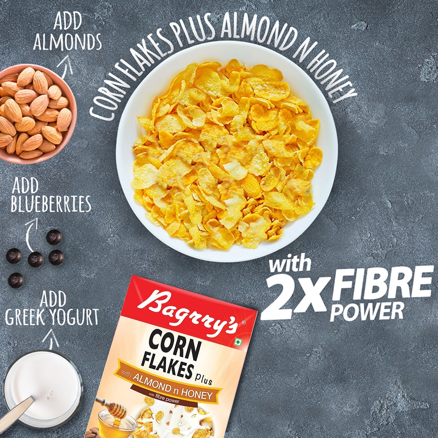 Bagrry's Corn Flakes Plus - Almond and Honey