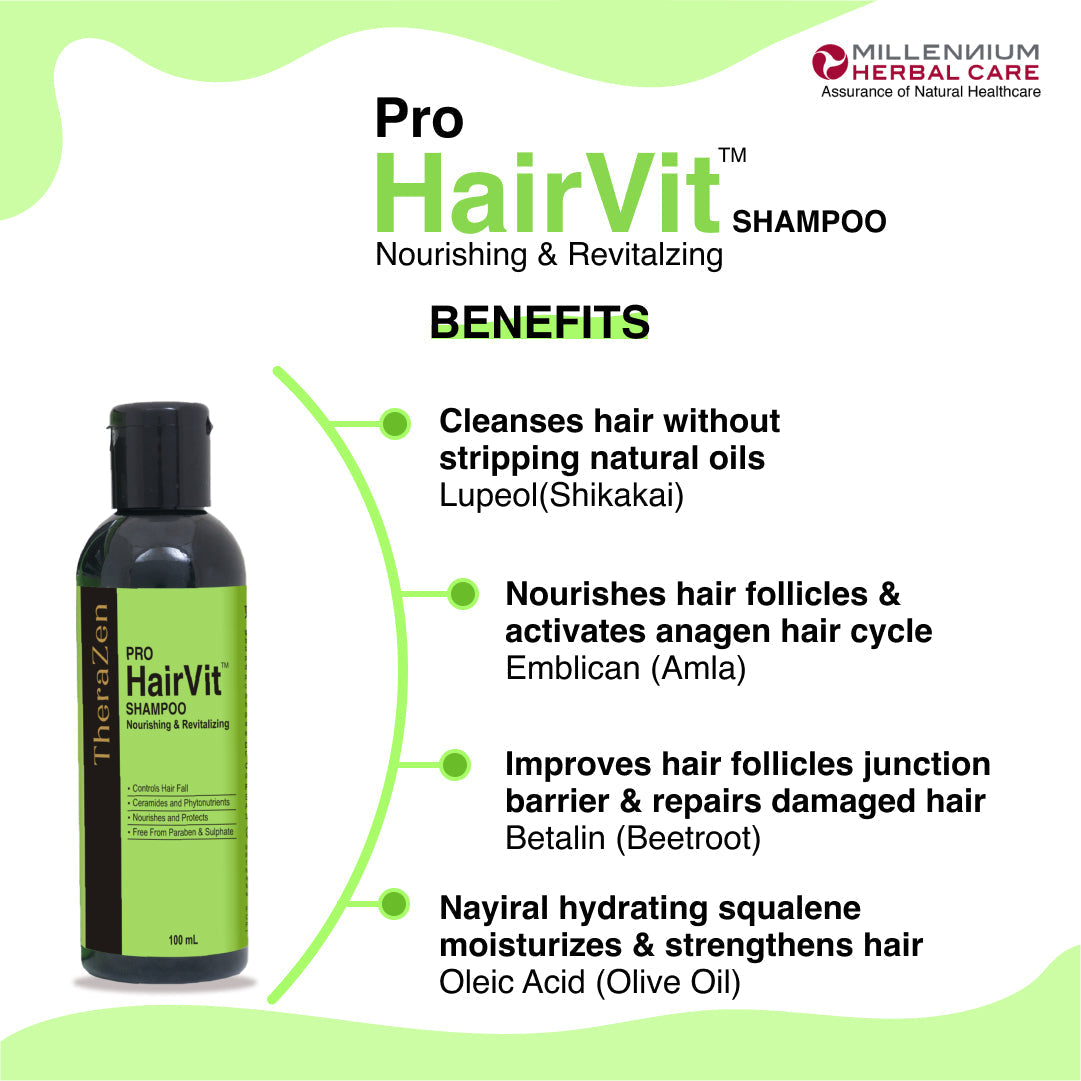Millennium Herbal Pro Hairvit Shampoo - 100 ml X 2 Bottles
