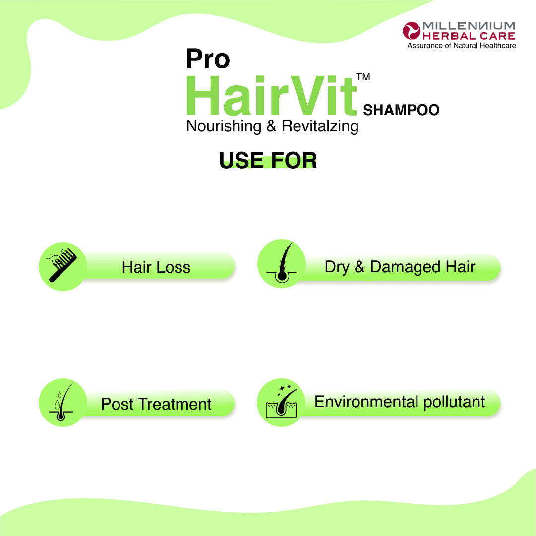 Millennium Herbal Pro Hairvit Shampoo - 100 ml X 2 Bottles