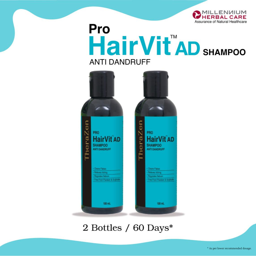 Millennium Herbal Pro Hairvit Ad (Anti-dandruff) Shampoo - 100 ml X 2 Bottles