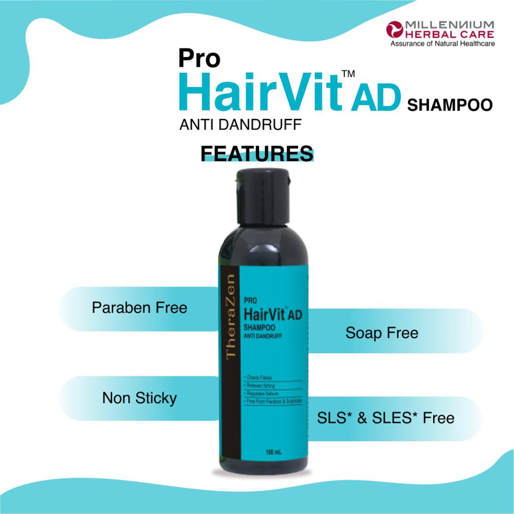 Millennium Herbal Pro Hairvit Ad (Anti-dandruff) Shampoo - 100 ml X 2 Bottles