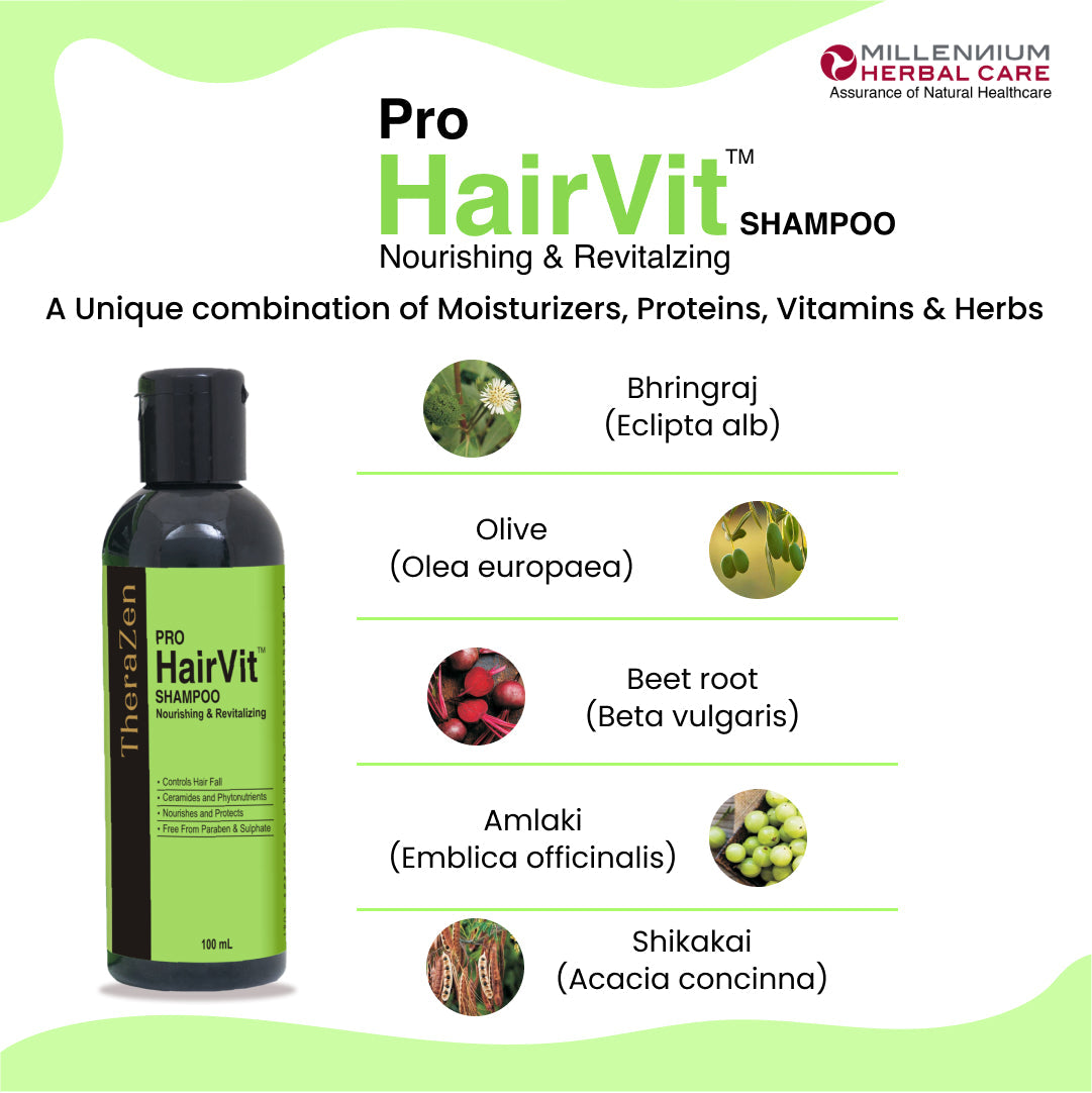 Millennium Herbal Pro Hairvit Shampoo - 100 ml X 2 Bottles