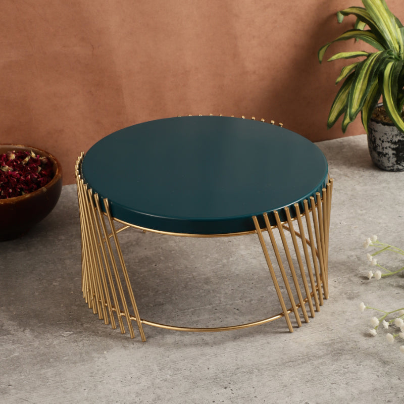 Turquoise & Gold Decorative Metal Cake Stand
