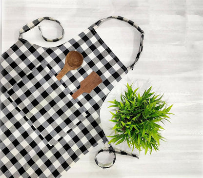 Glun Waterproof Unisex Kitchen Checkered Design Apron-Multicolour (Pack Of 2)