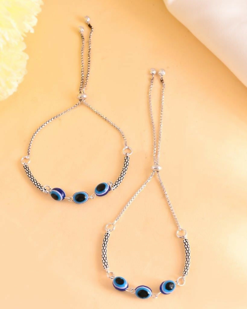 VOJ Set of 2 Traditional Evil Eye Designer Anklet