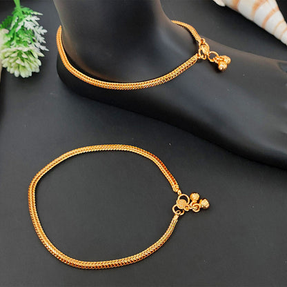 JS Fashion High Gold Traditional Chain Pattern Payal for Women & Girls