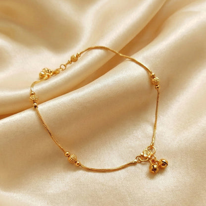 JS Fashion Elegant High Gold Simple Beads Anklet for Women & Girls