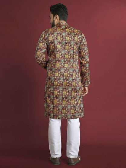 Anaita Multicolour Printed Pure Silk Straight Kurta