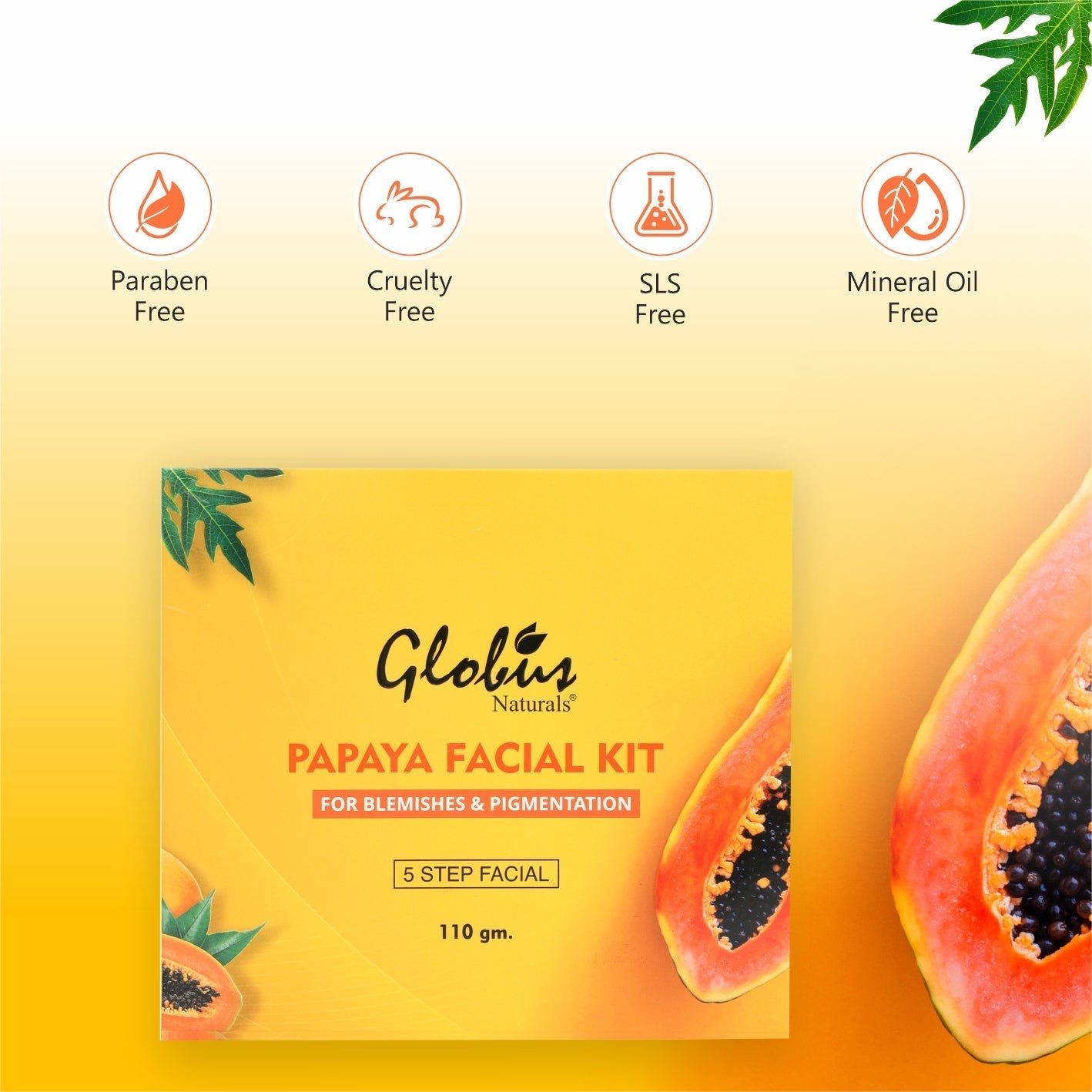 Globus Naturals Anti Tan Papaya Facial Kit For Flawless Skin - 110 gms