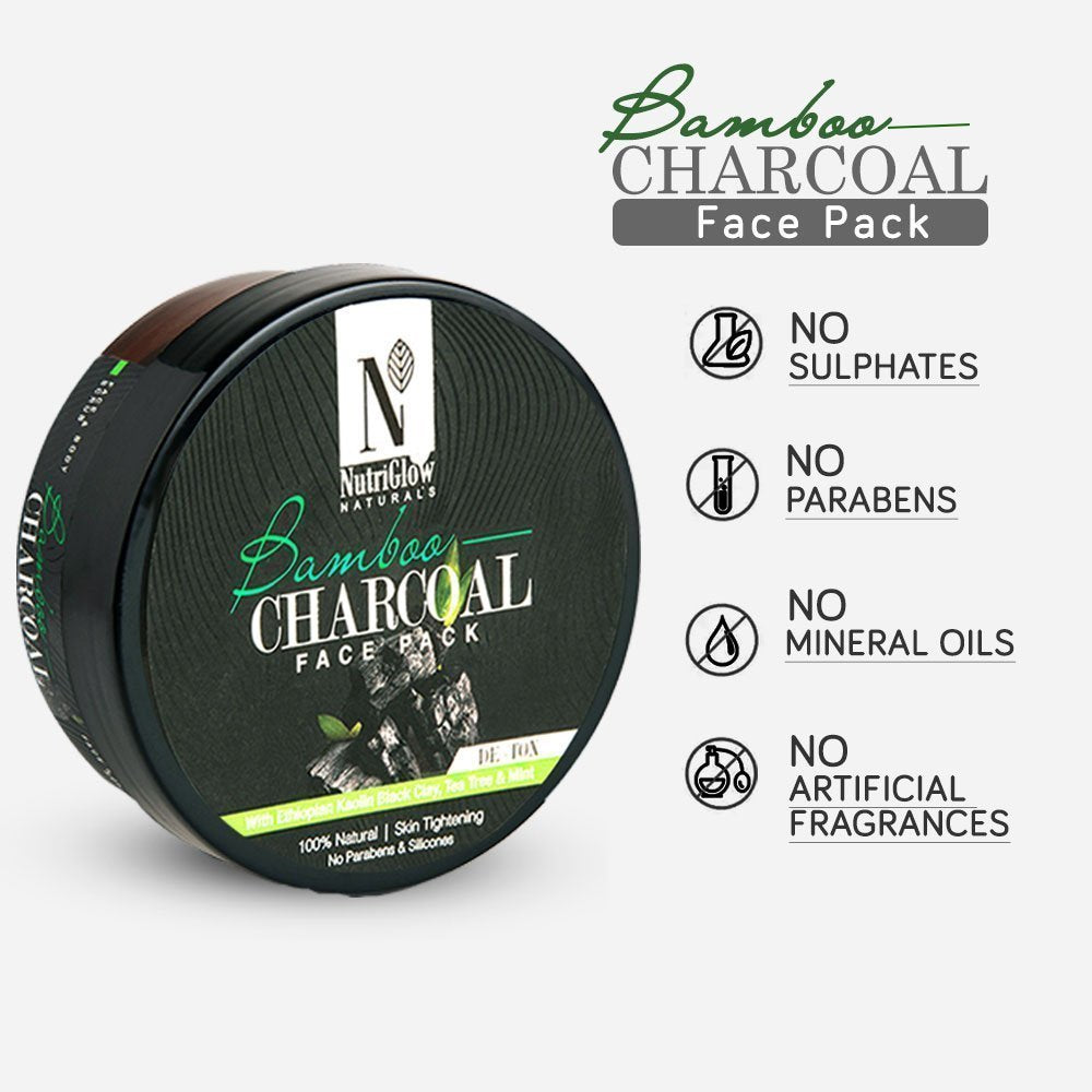 NutriGlow NATURAL'S Bamboo Charcoal Face Pack - 200 gms