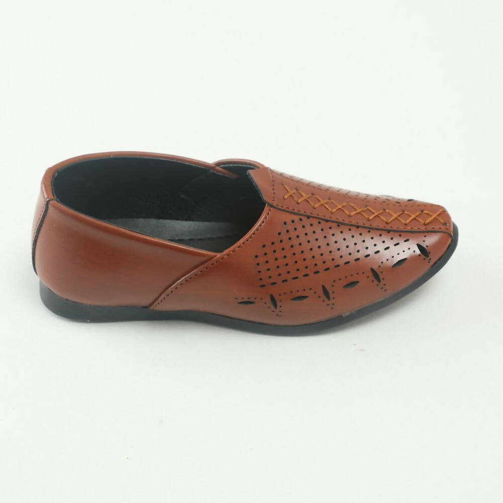 Tiny Bugs Boys Party & Ethnic Wear Mojari - Tan Color