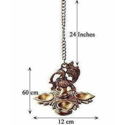 Peacock Hanging Diya With Chain
