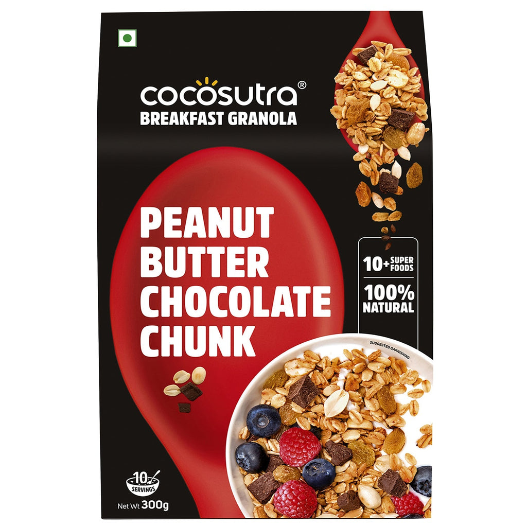 Cocosutra Peanut Butter Chocolate Chunk Breakfast Granola - 300 gms