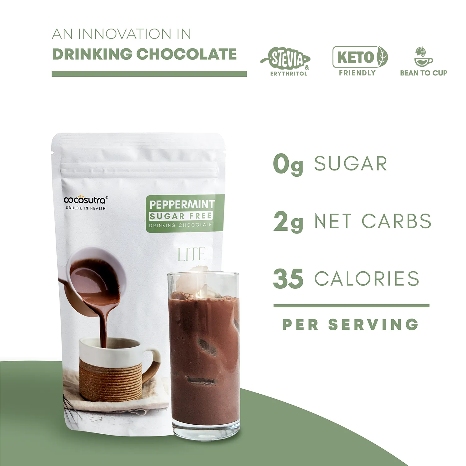 Cocosutra Sugar Free Drinking Chocolate Mix Peppermint - 200 gms