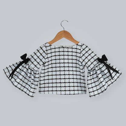 Pink Cow Fashions Box Printed Top With Bow