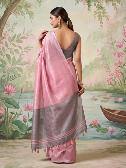 Anaita Pink Tissue Saree With Blouse