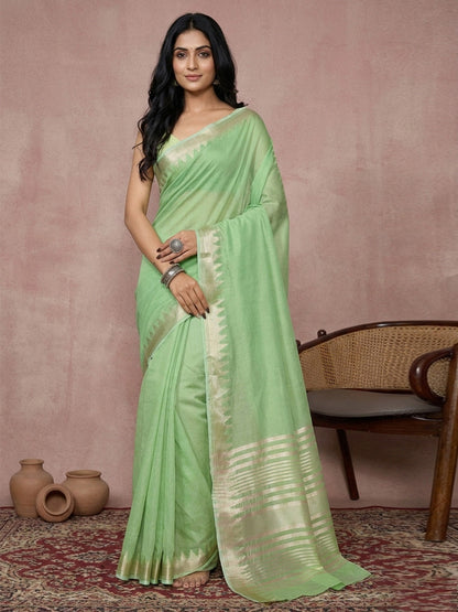 Anaita Rama Cotton Saree With Blouse