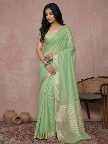 Anaita Rama Cotton Saree With Blouse