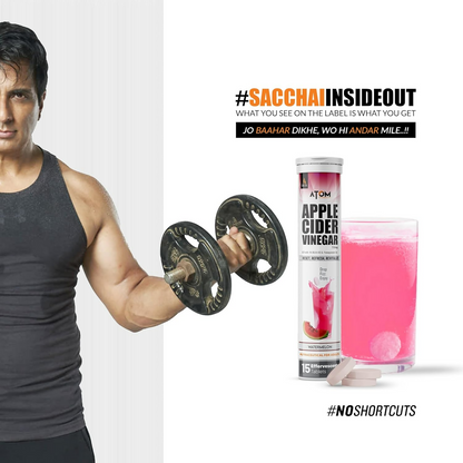 As-It-Is Atom Apple Cider Vinegar Effervescent Tablets Water Melon Flavor For Weight Loss