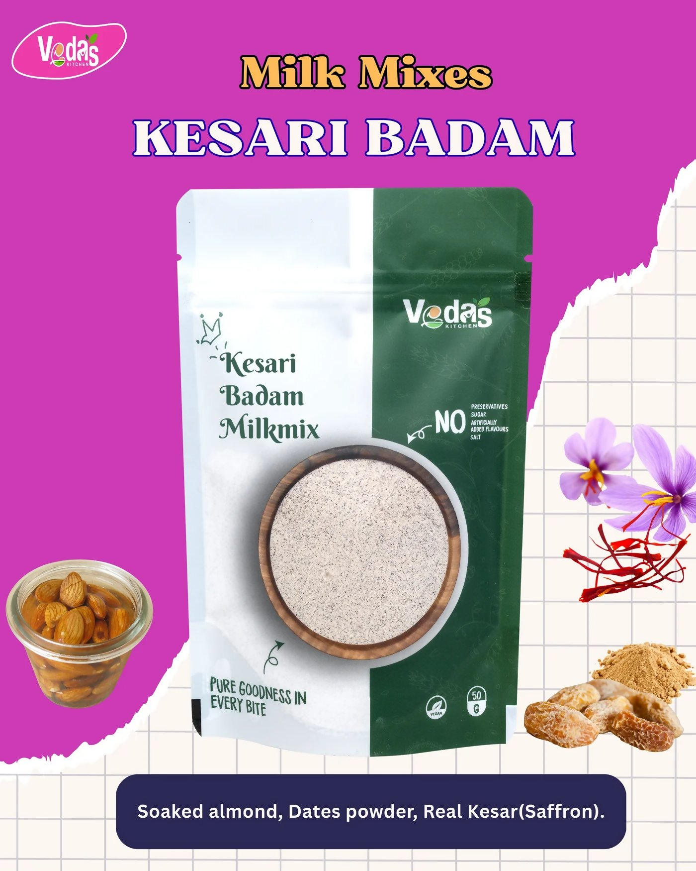 Vedas Kitchen Kesari Badam Milk Mix