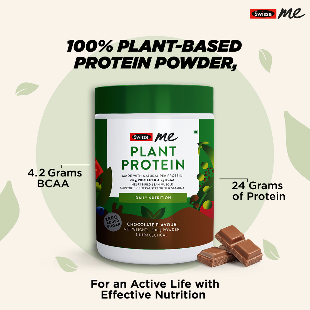 SwisseMe Plant Protein Powder - Chocolate Flavour - 500 gms
