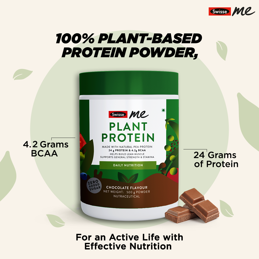 SwisseMe Plant Protein Powder - Chocolate Flavour - 500 gms