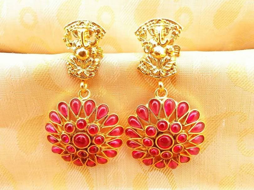 Pink Kemp Ganesha Earrings