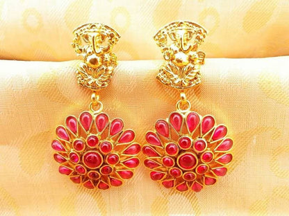 Pink Kemp Ganesha Earrings