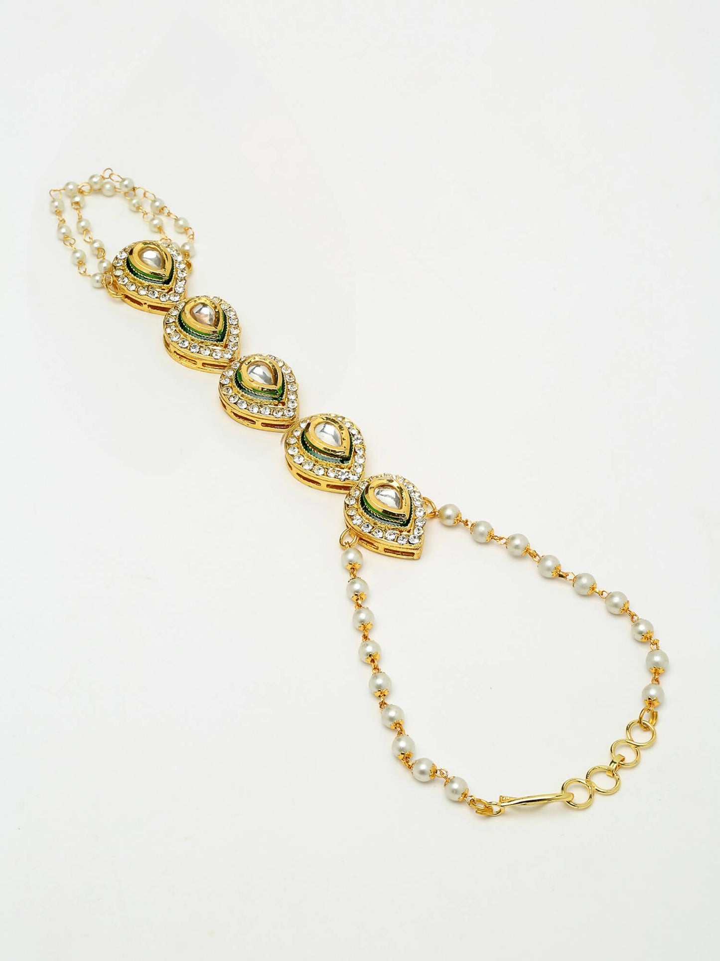 Kundan Hand Harness Set Of 2 - Ruby Raang