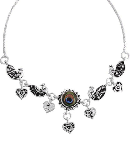 VOJ Set Of 2 Silver Plated Peacock Handcrafted Anklets