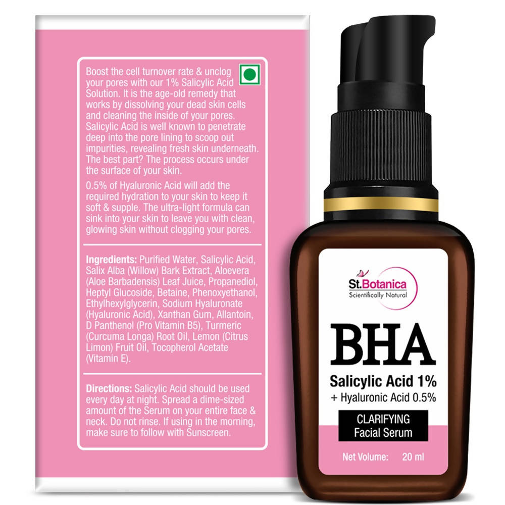 St.Botanica BHA Salicylic Acid 1% + Hyaluronic Acid 0.5% Clarifying Facial Serum - 20 ml