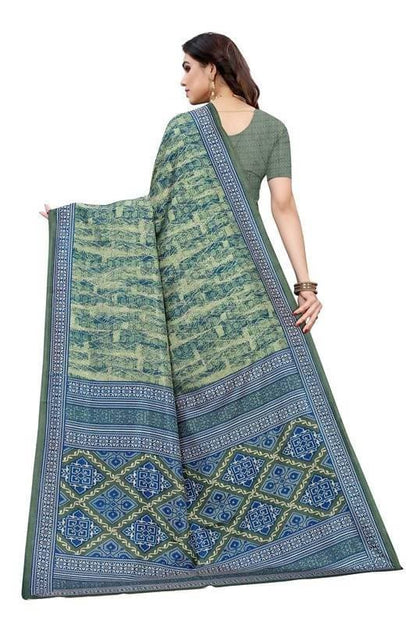 Vamika Printed Green Crepe Silk Saree (ICE GREEN)