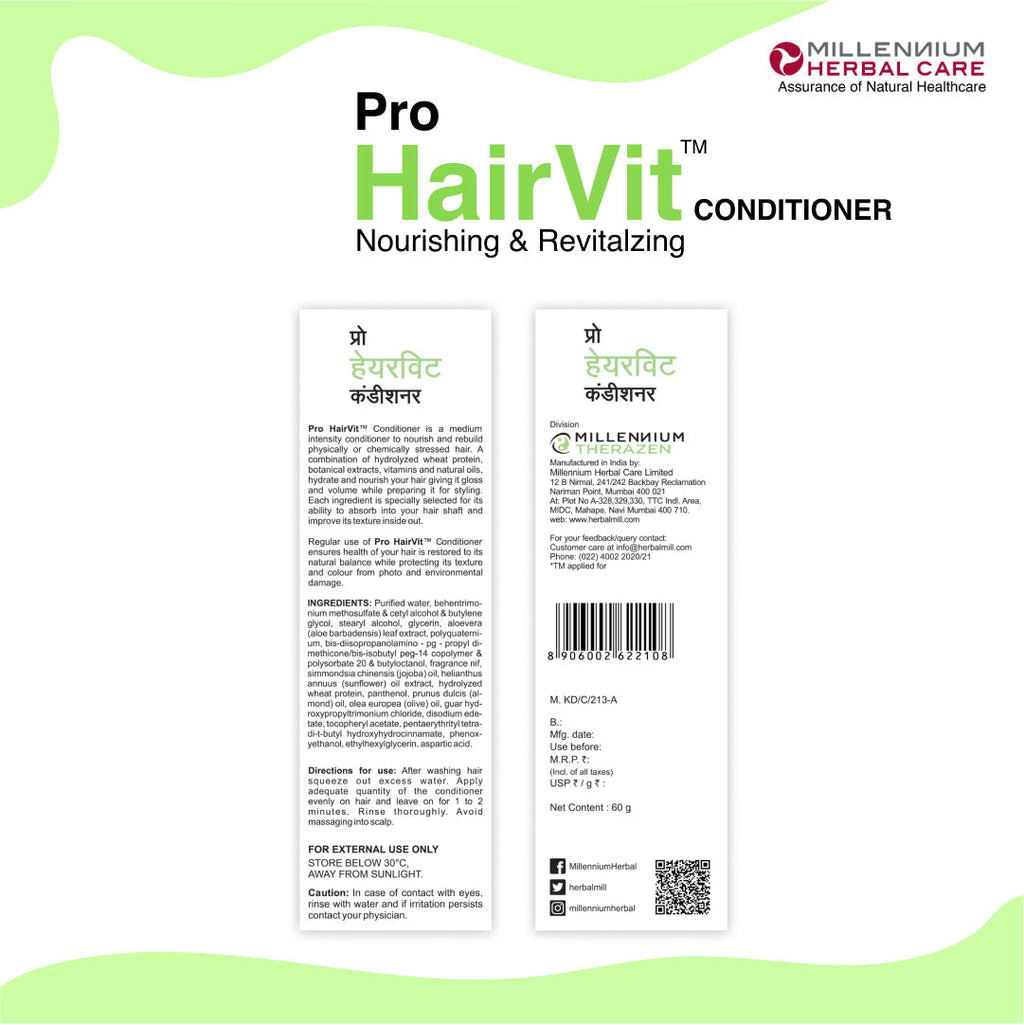 Millennium Herbal Pro Hairvit Hair Conditioner - 60 gms X 2 Tubes