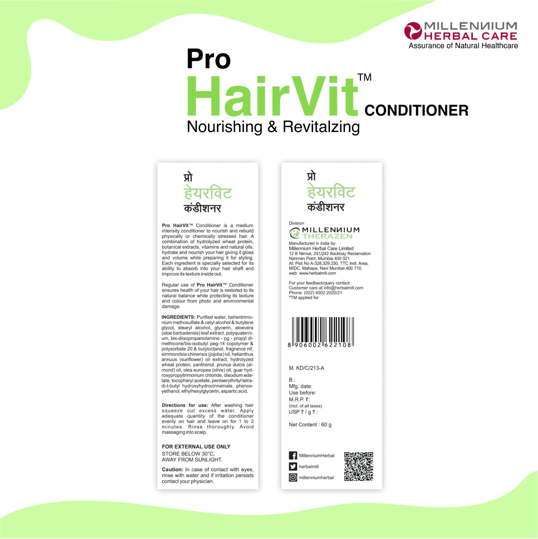 Millennium Herbal Pro Hairvit Hair Conditioner - 60 gms X 2 Tubes