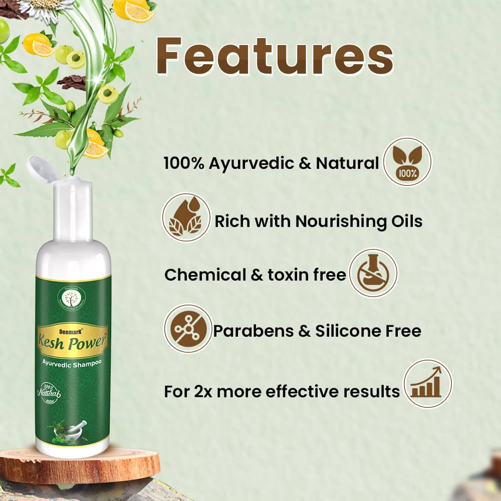 Deemark Kesh Power Ayurvedic Shampoo To Control Hair Fall & Dandruff - 100 ml (Pack of 2)