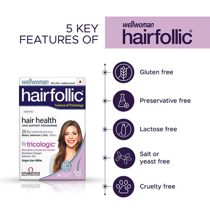 Vitabiotics Wellwoman Hairfollic - 30 tabs