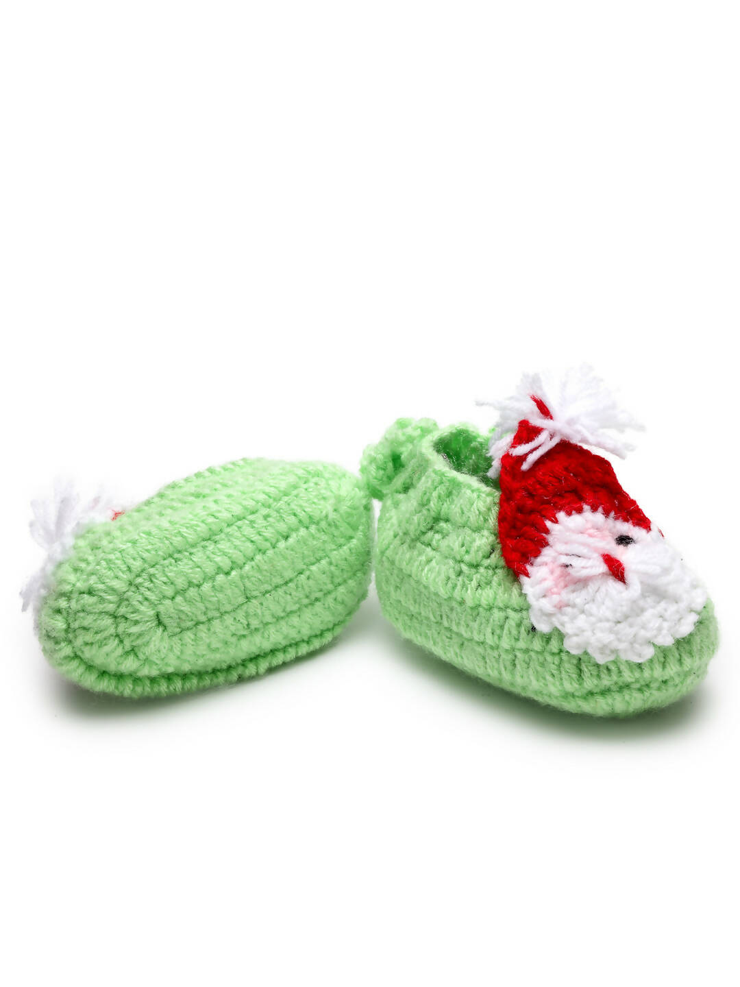 Chutput Kids Woollen Hand Knitted Santa Face Booties - Green