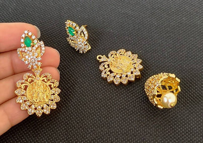 AD Emeralds Designer 4 in 1 Earrings