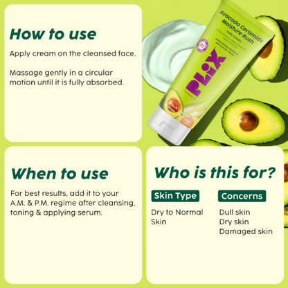 PLIX The Plant Fix Barrier Repair Combo Kit with Avocado Ceramide Moisture Rush Serum, Cleanser & Cream