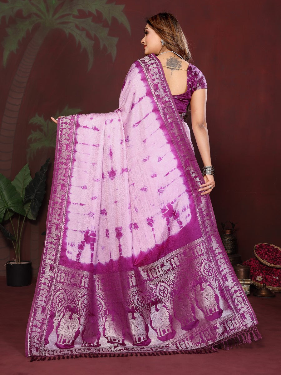 Anaita Purple Zari Weaving Work Satin Silk Saree With Blouse