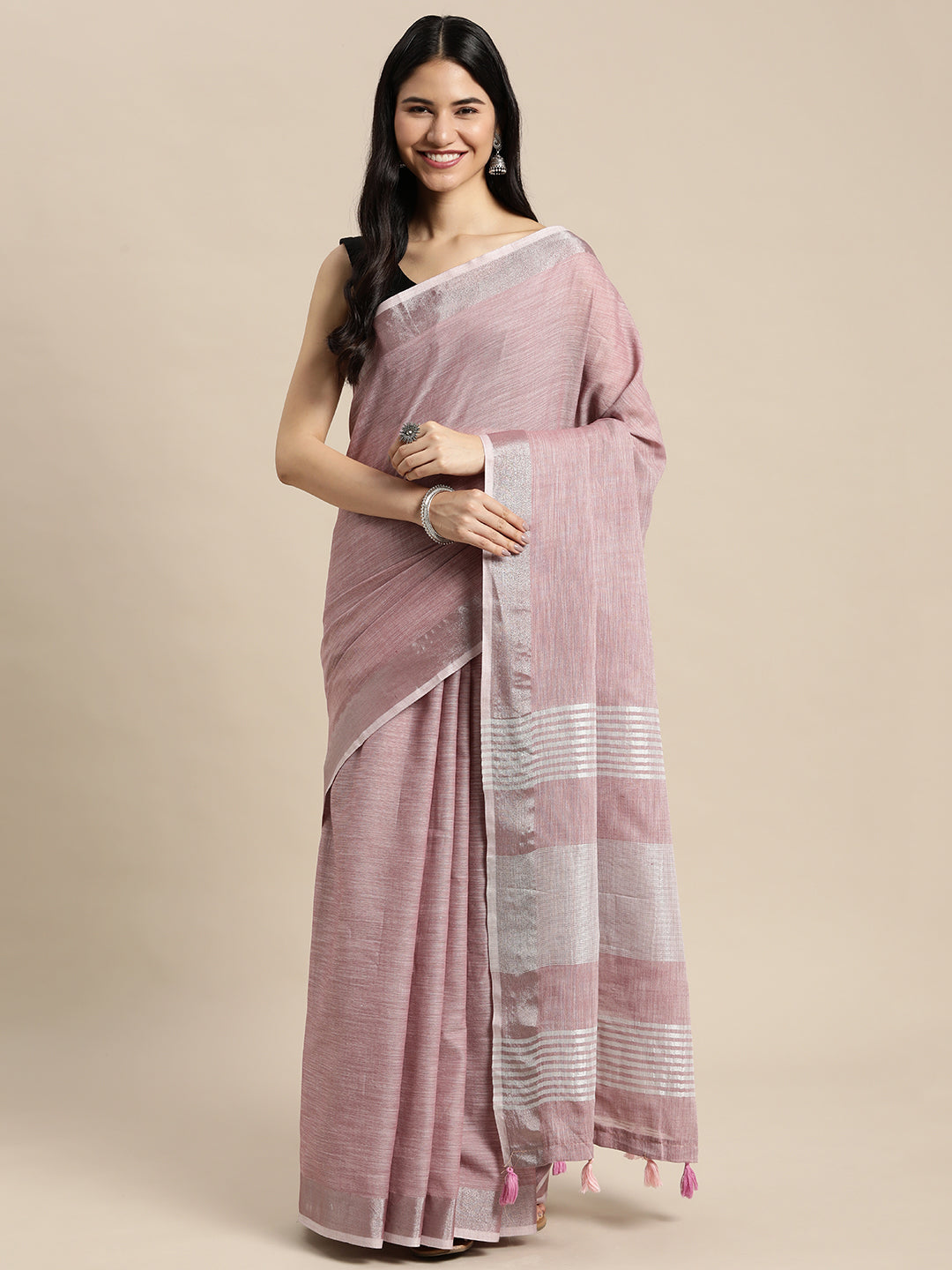 Anaita Purple Linen Saree With Blouse