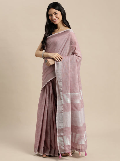 Anaita Purple Linen Saree With Blouse
