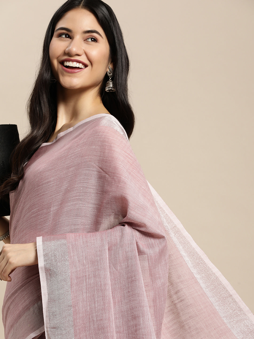 Anaita Purple Linen Saree With Blouse